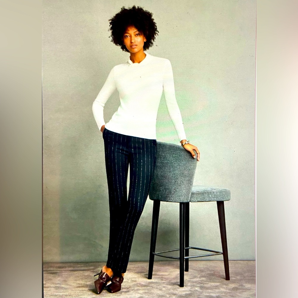 NWT The Fold lined navy pinstripe mohair trouser size 10